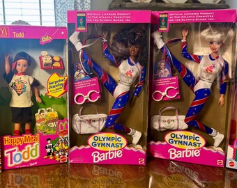 Barbies- NIB 1990’s Barbies Happy Meal- Olympic Gymnast- Holiday Barbie
