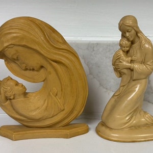 Vintage Mary Jesus Figurine/Religious Statues/Catholic Decor/Madonna and Child Figurine