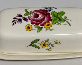 Spode Butter Dish/Marlborough Spray Ceramic Dish/Spode England/Housewarming Gift/Ceramic Butter Keeper