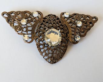 Vintage Brooch / Vintage Bronze Pin / Filigree Brooch