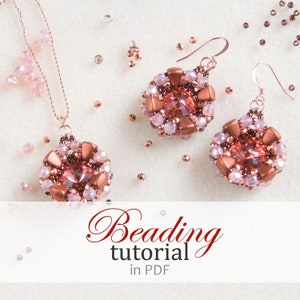 Beaded Jewelry Set Tutorial: Rivoli Pendant and Earrings, Intermediate DIY (PDF Pattern)