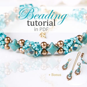 Beading tutorial in pdf, bracelet tutorial, Lilibeth bracelet, INTERMEDIATE, bonus jewelry set, step by step, DIY jewelry, how to jewelry