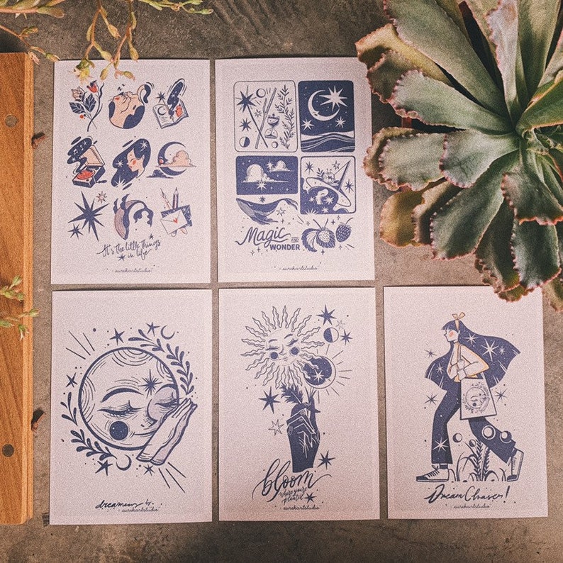 POSTCARD SIZE PRINTS set of 5 Etsy