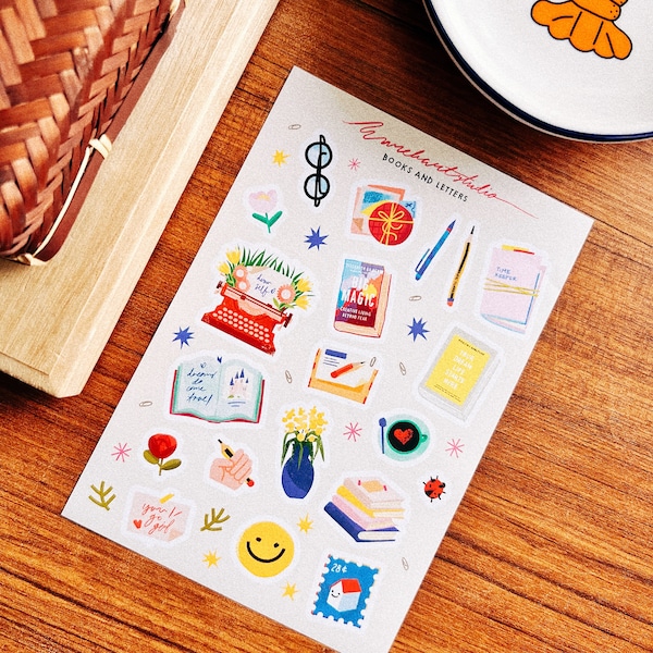 Books and Letters Sticker Sheet - Self Care is Self Love