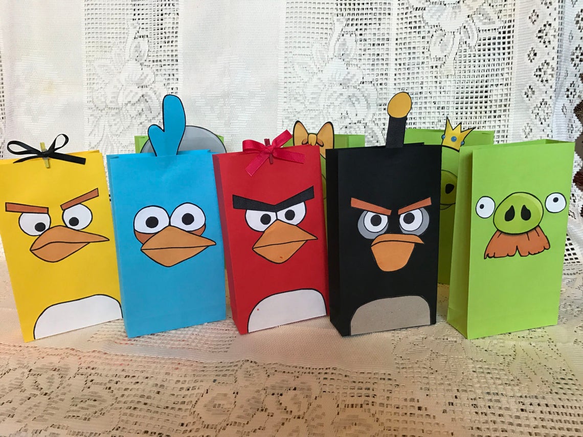 angry birds bithday party favors. angry birds goodie bags. Etsy