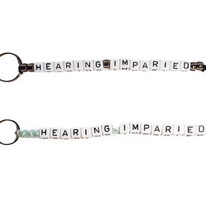 Medical Alert Hearing Impaired Beaded Key Ring-Luggage Tag-Backpack Tag