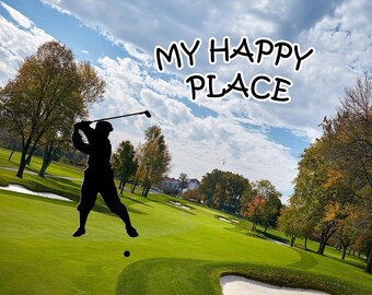 Unique MY HAPPY PLACE-Golfing Kitchen Refrigerator Magnet