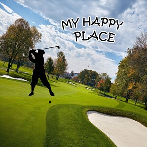Unique MY HAPPY PLACE-Golfing Kitchen Refrigerator Magnet