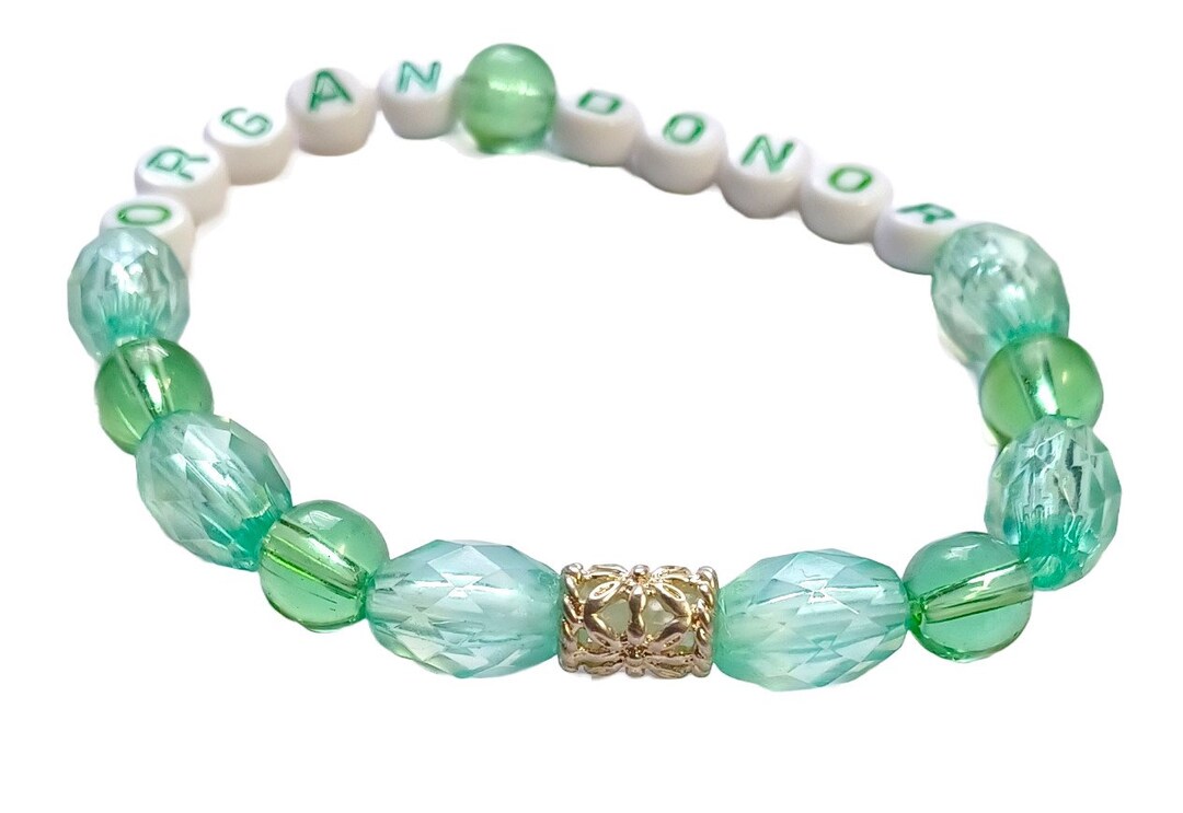 Medical Alert Organ Donor Beaded Bracelet Green Etsy