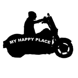 Motorcycle Happy Place Car Decal Sticker
