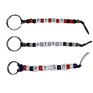Medical Alert PTSD Beaded Key Ring-Luggage Tag-Backpack Tag