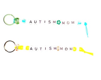 Beaded Autism Mom Key Ring-Luggage Tag-Backpack Tag