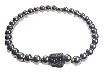 Rugged Silver Metal Beaded Bracelet