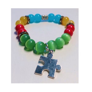 Autistic Support Beaded Stretchy Bracelet