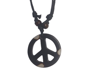 Black Corded Necklace-Peace Pendant