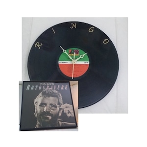 Repurposed Vintage Ringo Starr Record Clock and Framed Album Cover