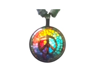Black Chain Necklace-Peace Pendant