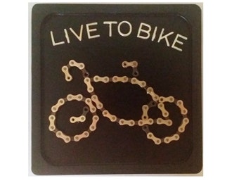 Repurposed Bicycle Chain Art "Live To Bike"