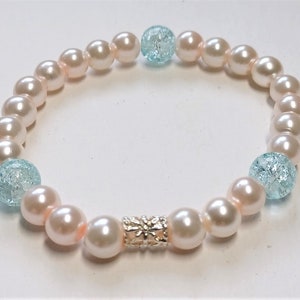 Pink Pearl-Colored Minimalist Beaded Bracelet-7.5 inch Stretchy