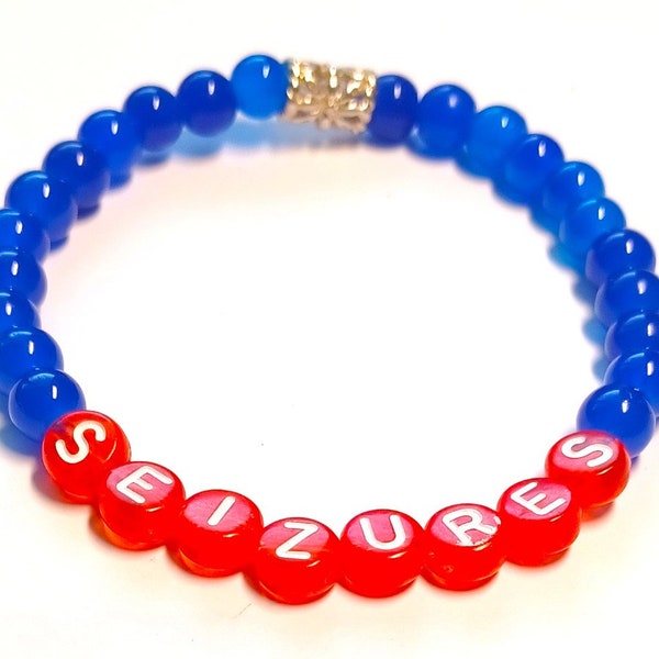 Medical Alert SEIZURES Beaded Bracelet