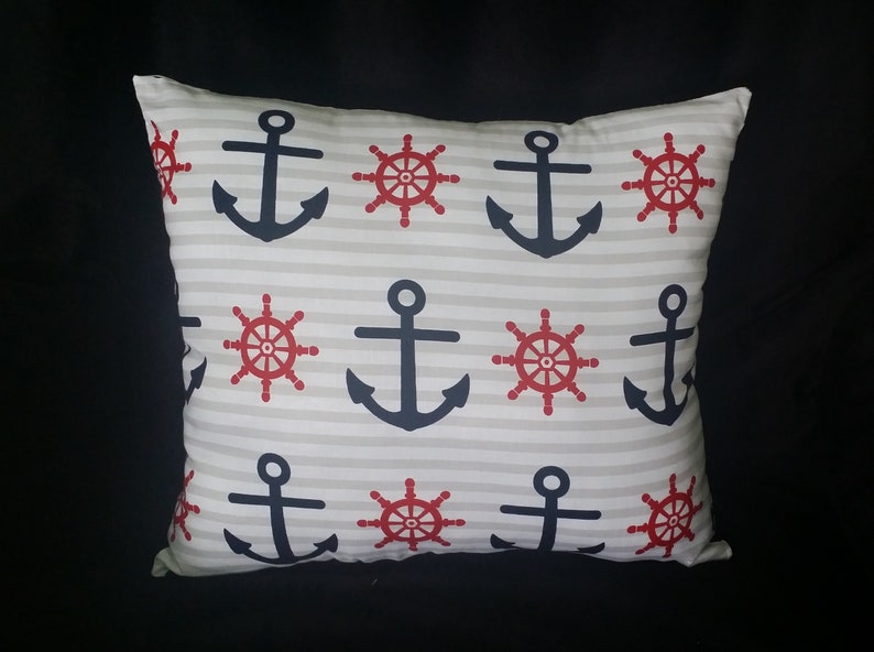 Couch-Sofa Pillow Nautical Anchors and Ships Wheel 13 X 12 Accent Pillow
