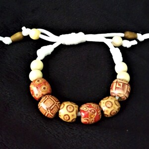 Fashion Accent Wood Beaded Bracelet-Slide Knot-Corded-One Of A Kind