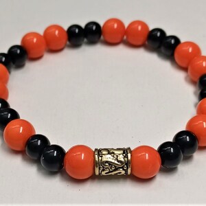 Fashionable Accent Black and Orange Minimalist Beaded Bracelet