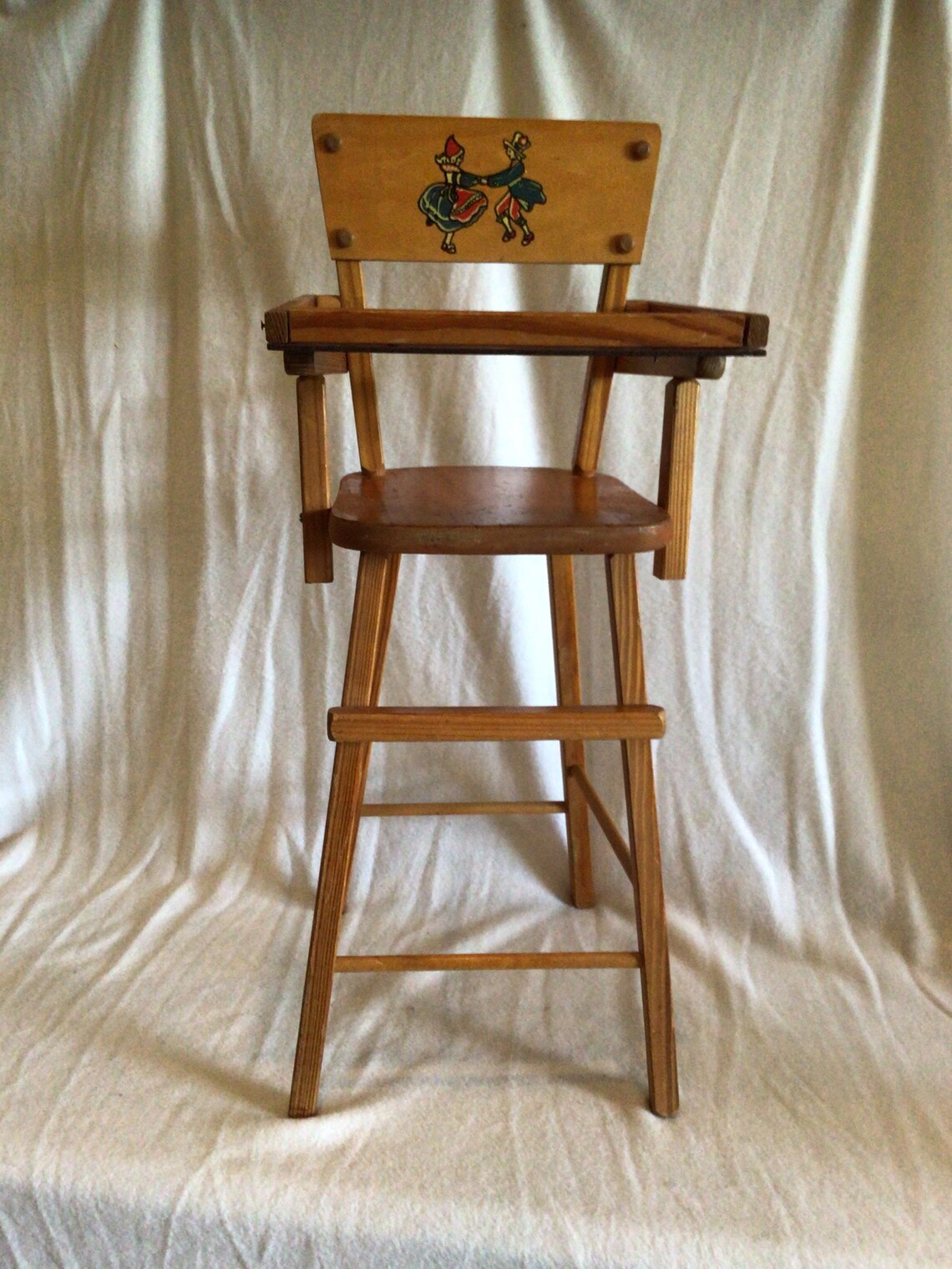 Vintage Baby Doll High Chair with Dancing Pennsylvania Dutch | Etsy