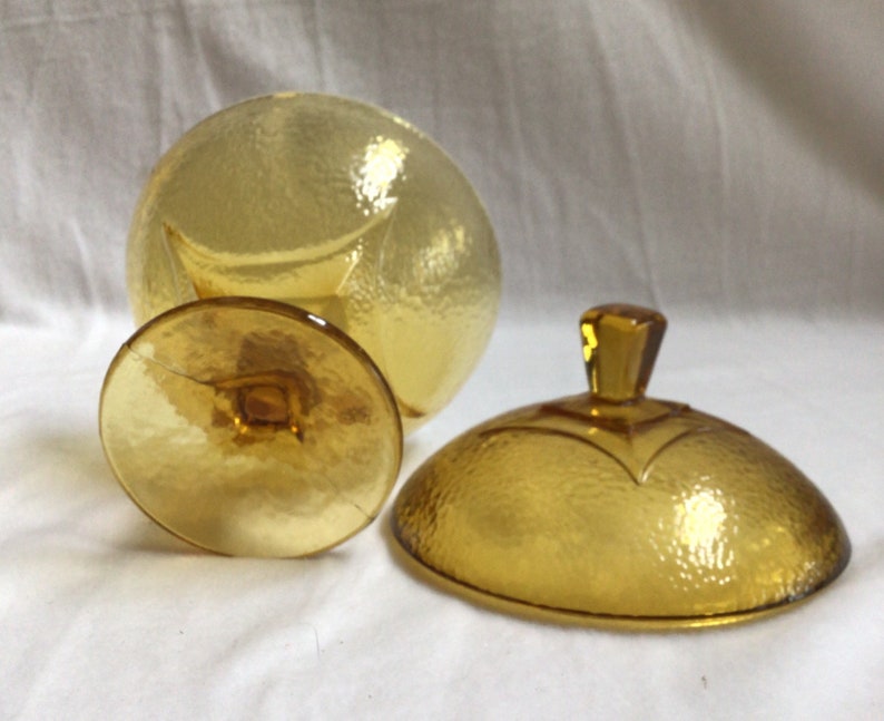Compote Dish With Lidamber Glassvintage Etsy
