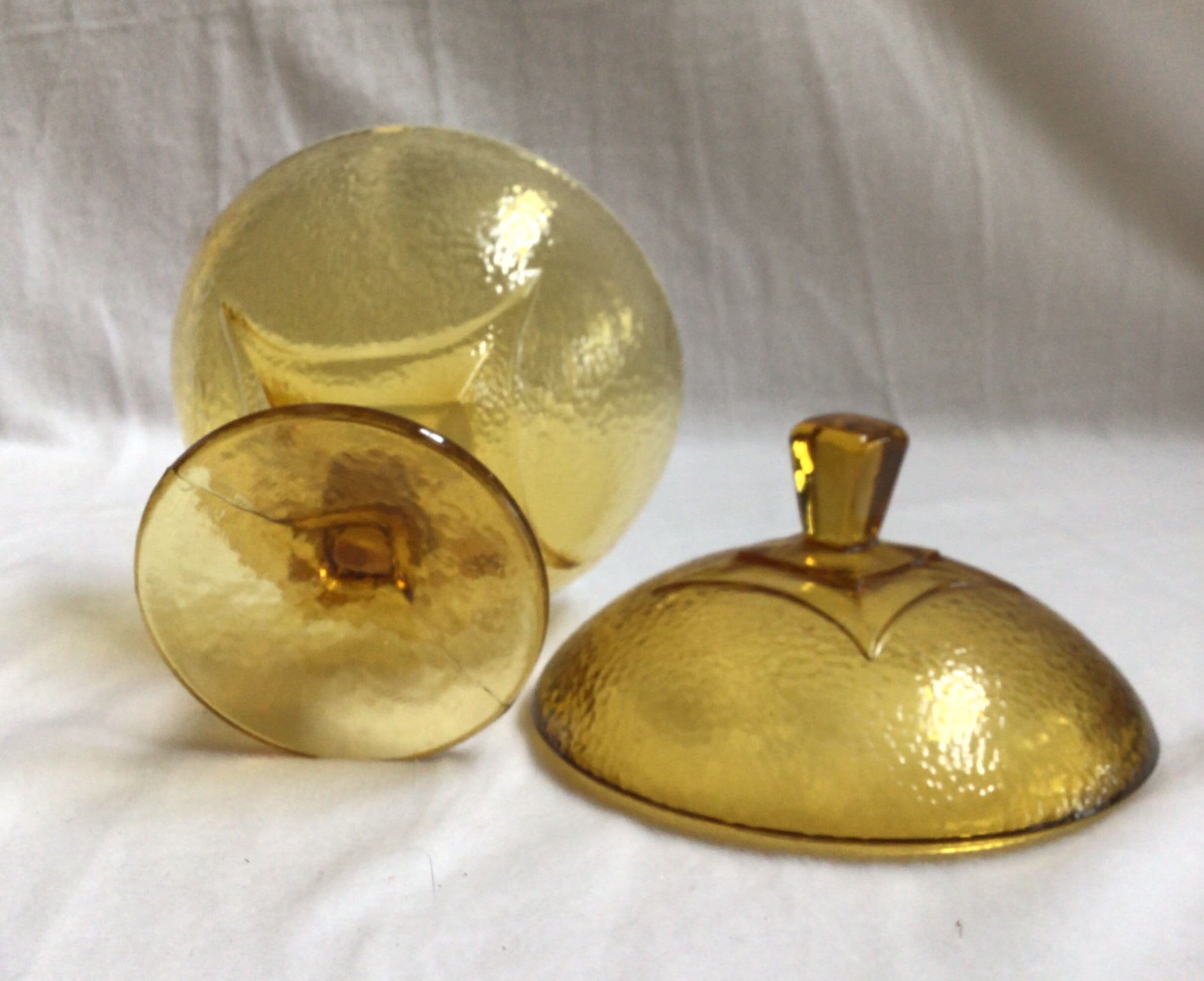 Compote Dish With Lidamber Glassvintage Etsy