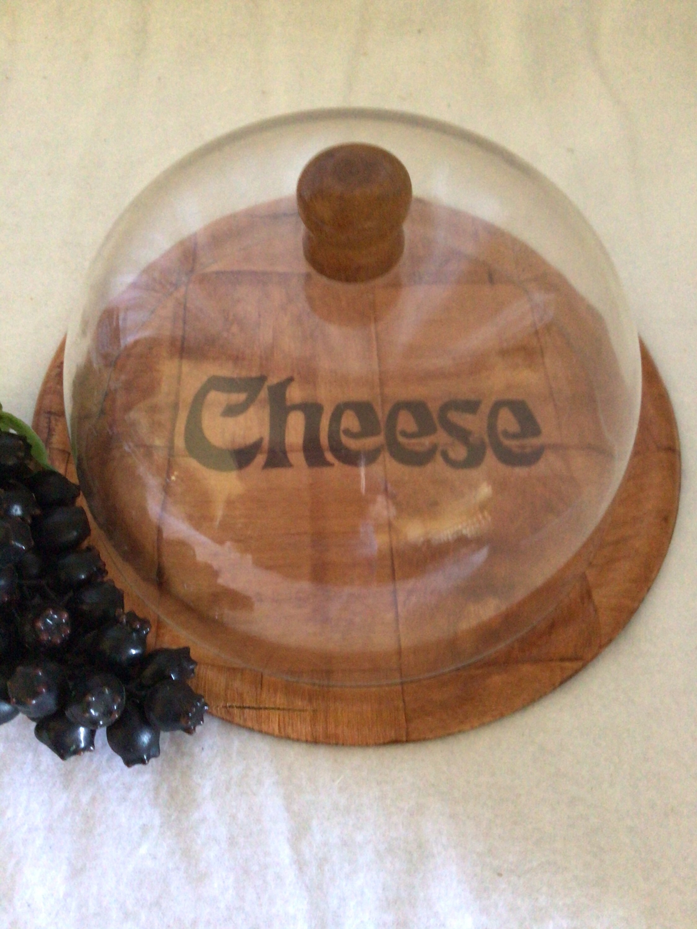 Retro Parquet Wood Cheese Tray with Plastic Dome with Wood Etsy