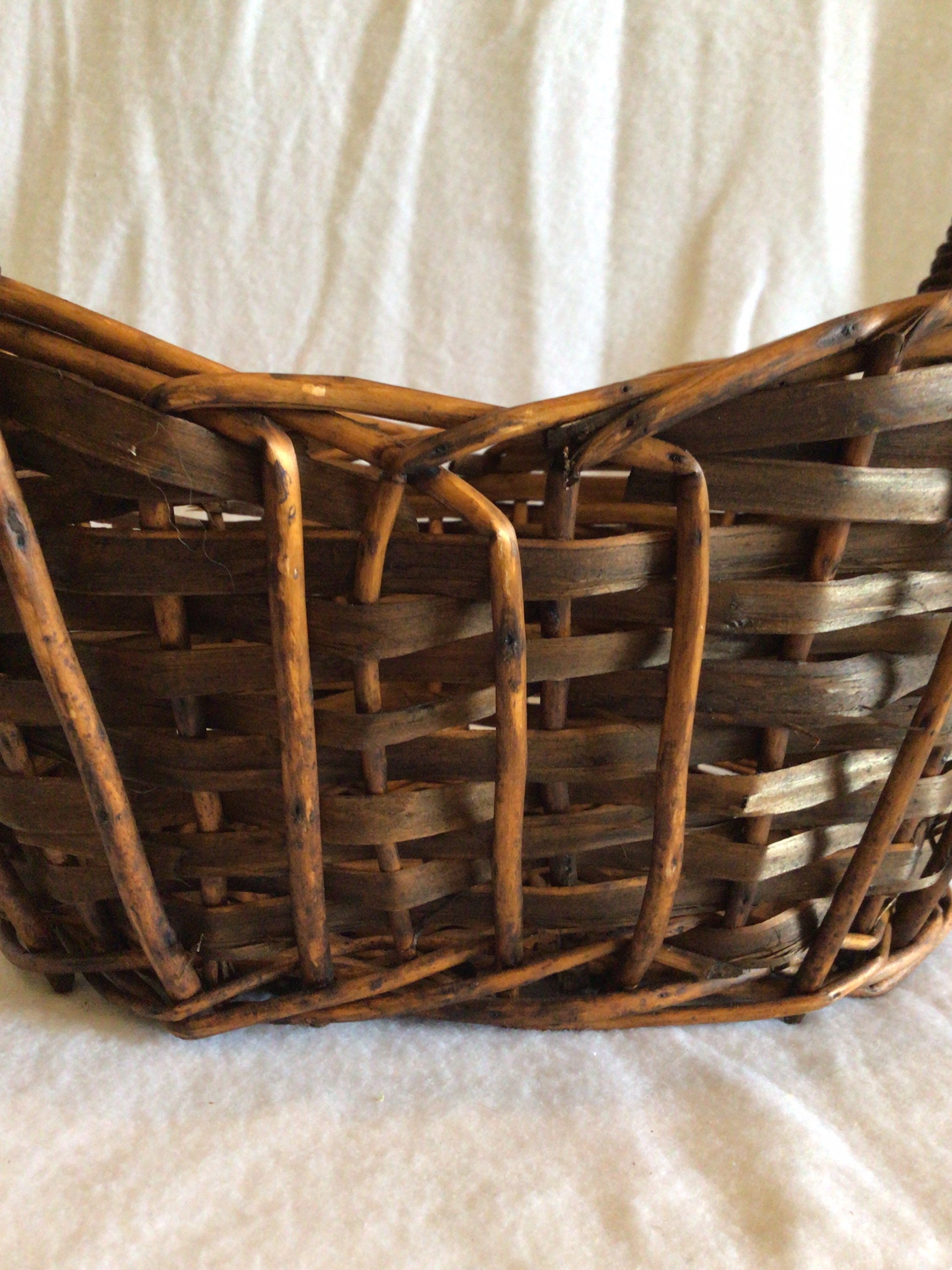 Vintage Rustic Twig Basket with 2 Handles Farmhouse Boho Etsy