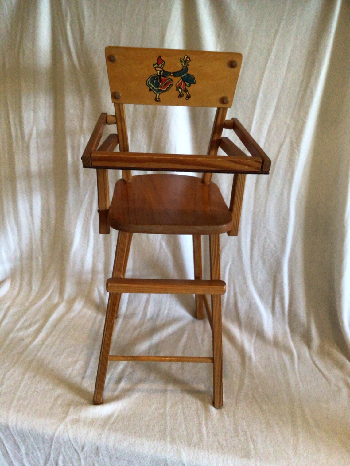 Vintage Baby Doll High Chair with Dancing Pennsylvania Dutch | Etsy