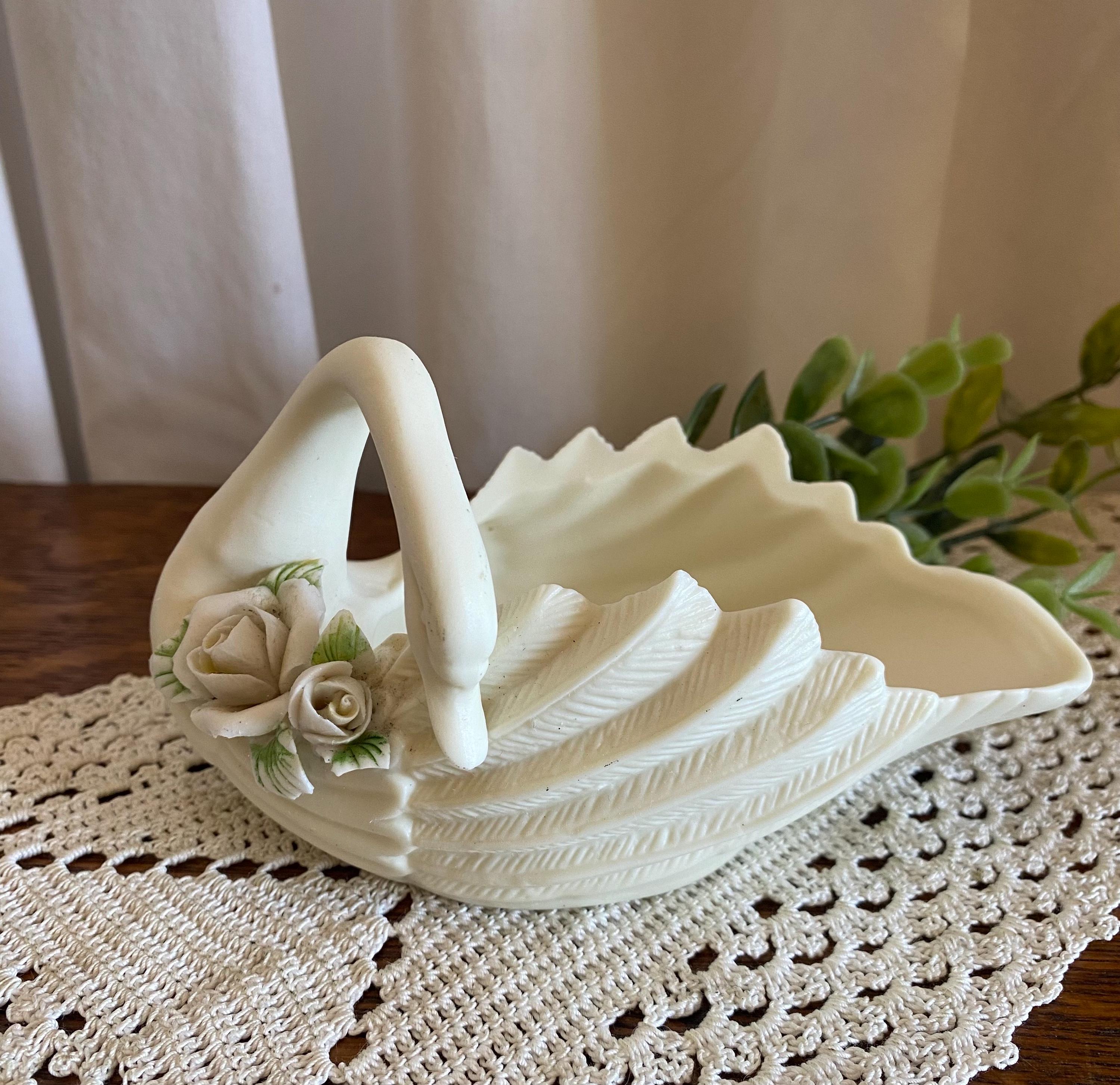 【Carrol Swan】Ceramic Object 球体 オブジェ 1980's Ceramic Blue Swan, H on Bottom, Exc. VTG Cond., Holds