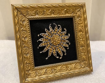 Framed Vintage Brooch - Ornate Gold Frame