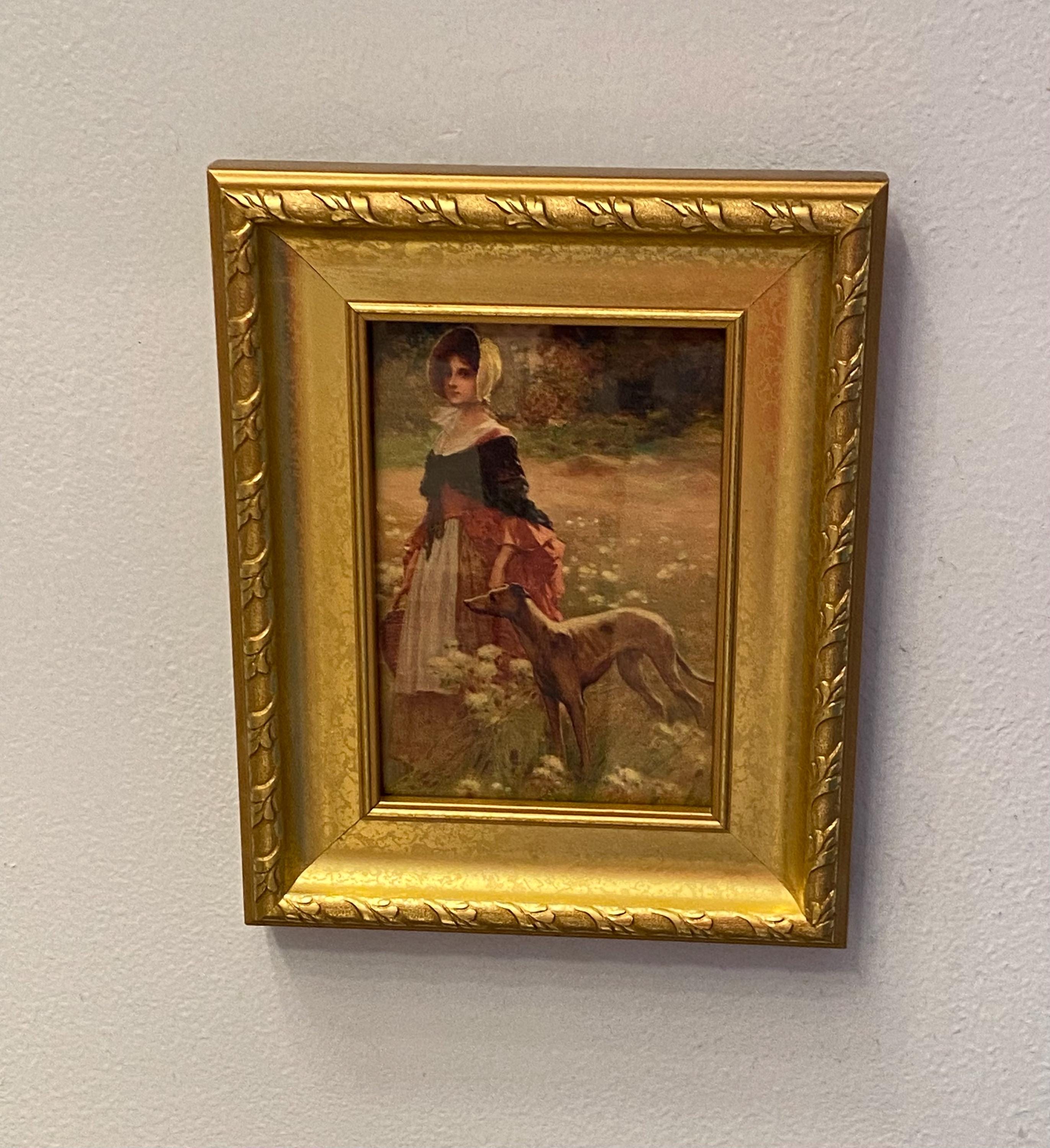 Antique Girl With Dog Picture - Etsy Antique Girl With Dog Picture - Etsy