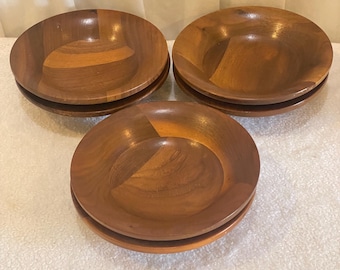 Walnut Wood Bowls -  Set of 6 -Vintage