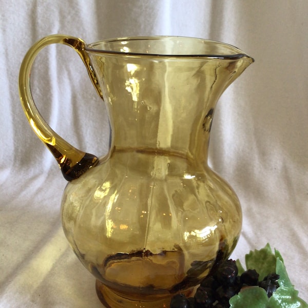 Pitcher-Hand Blown Amber Glass-Vintage