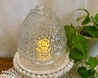 Replacement Globe for Ceiling Mount Light Fixture- Clear Glass- Raised Dot Detail- Vintage