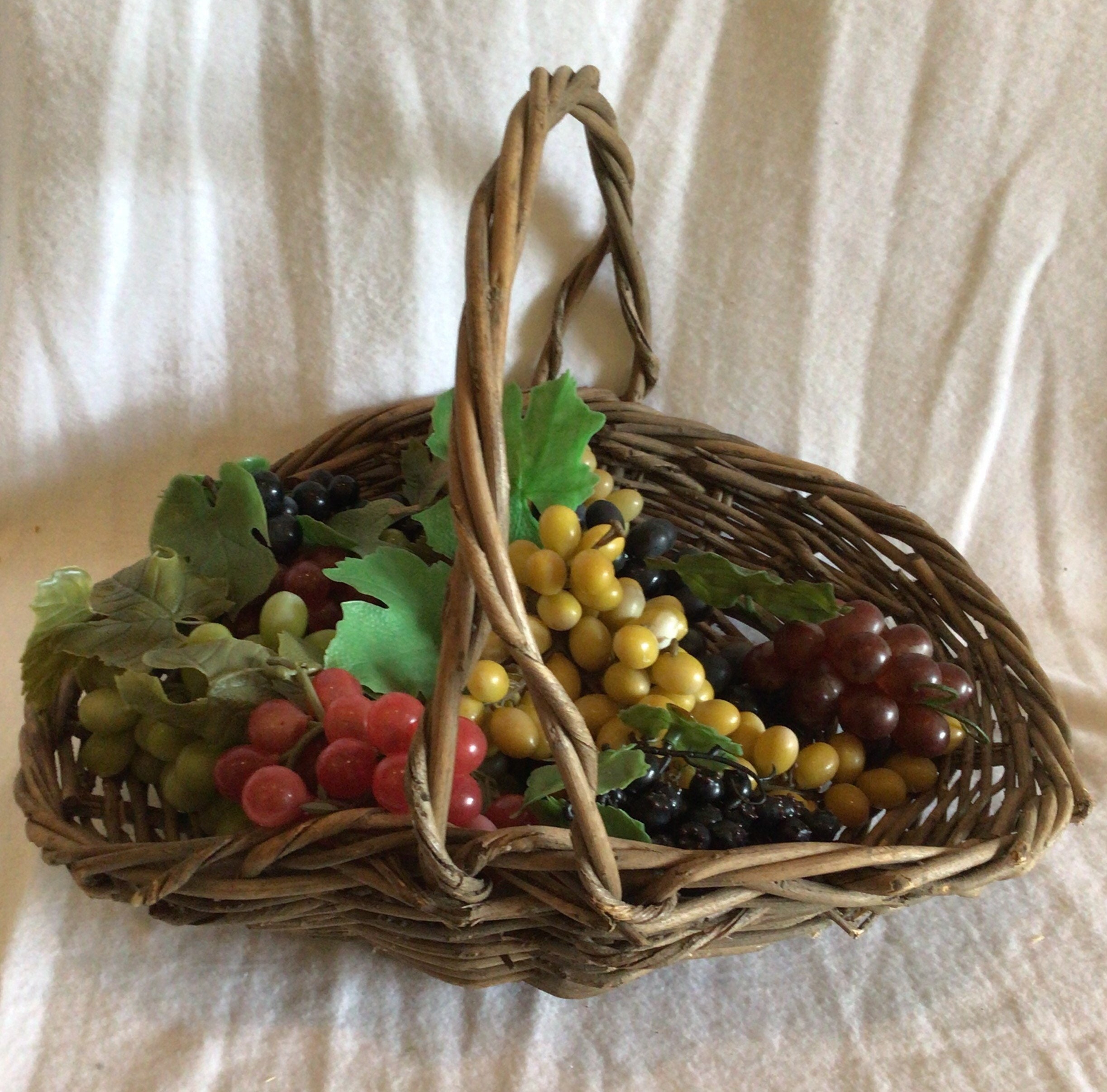 Vintage Large Dark Twig Gathering Basket Etsy