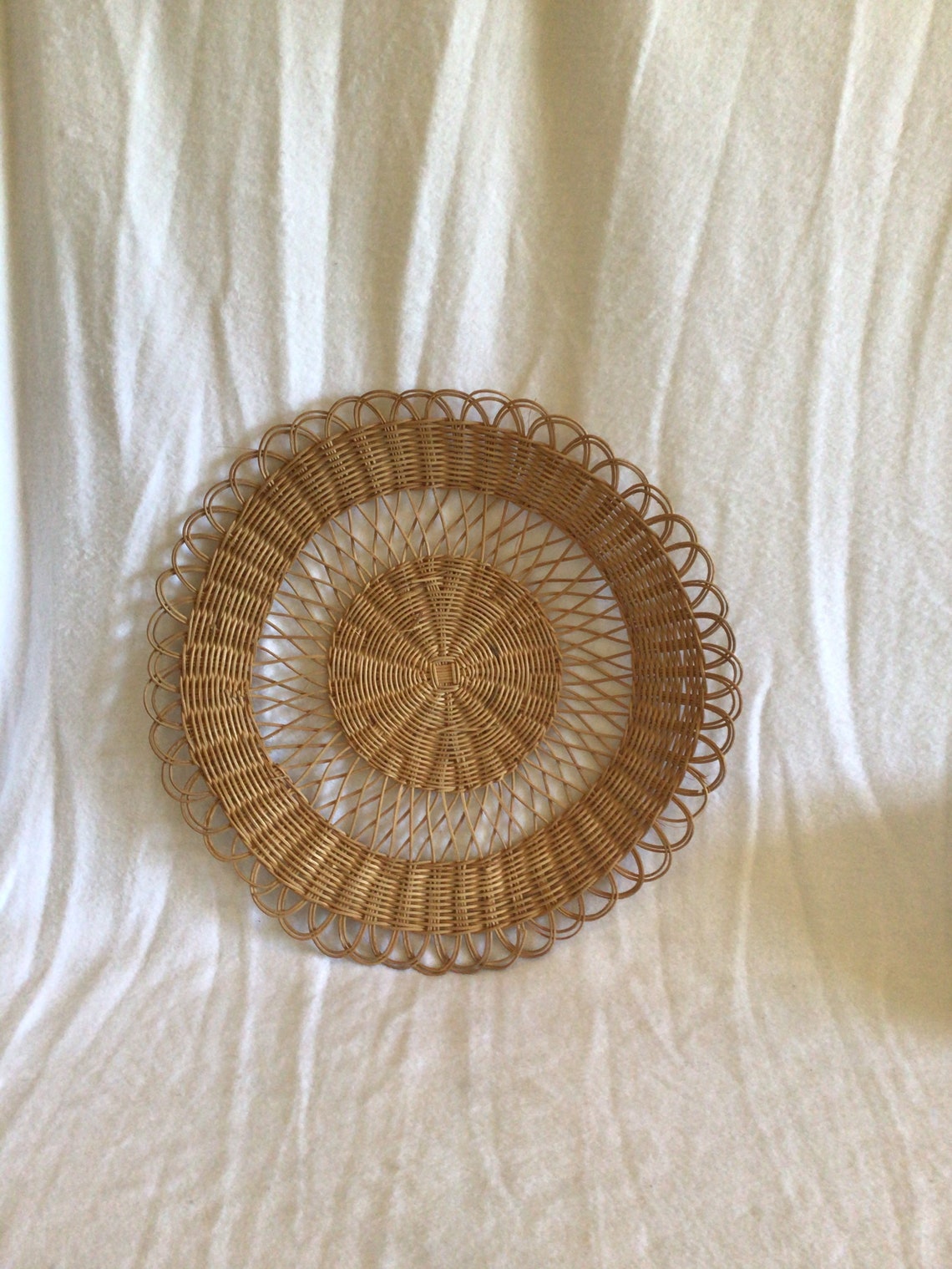 Vintage Boho Round Wicker Wall Decor Etsy