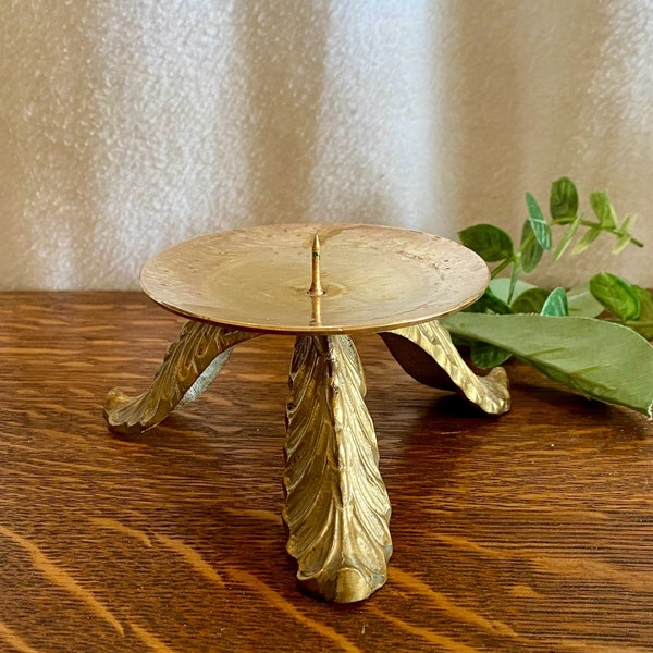 Candelabro de pilar de latón - Adornado - Vintage