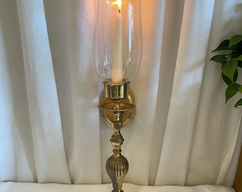 Brass Wall Sconce/Candleholder - Glass Globe - Vintage