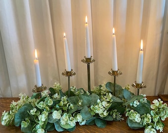 Brass-Tone Tabletop Candleholder - Accodion Style Folding Candelabra - 5 Candles - Vintage