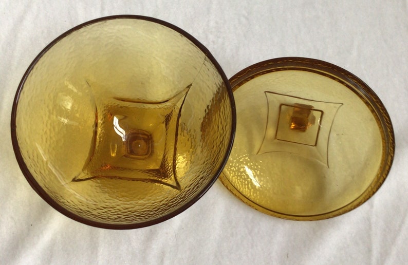 Compote Dish With Lidamber Glassvintage Etsy