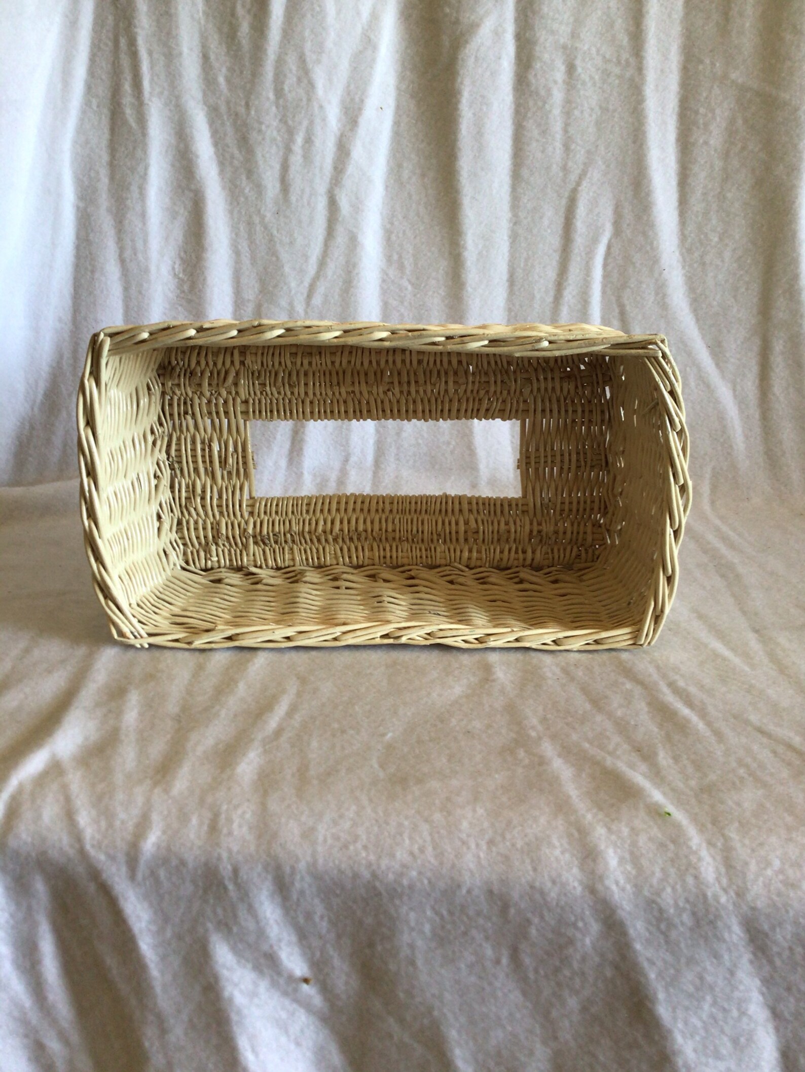 Vintage Rectangle Off White Wicker Tissue Box Cover Boho Etsy