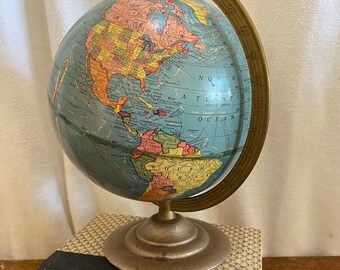 World Globe - 8 inch Terrestrial Globe Made by Geo. F. Cram Co., Inc. Indianapolis, Indiana - Vintage