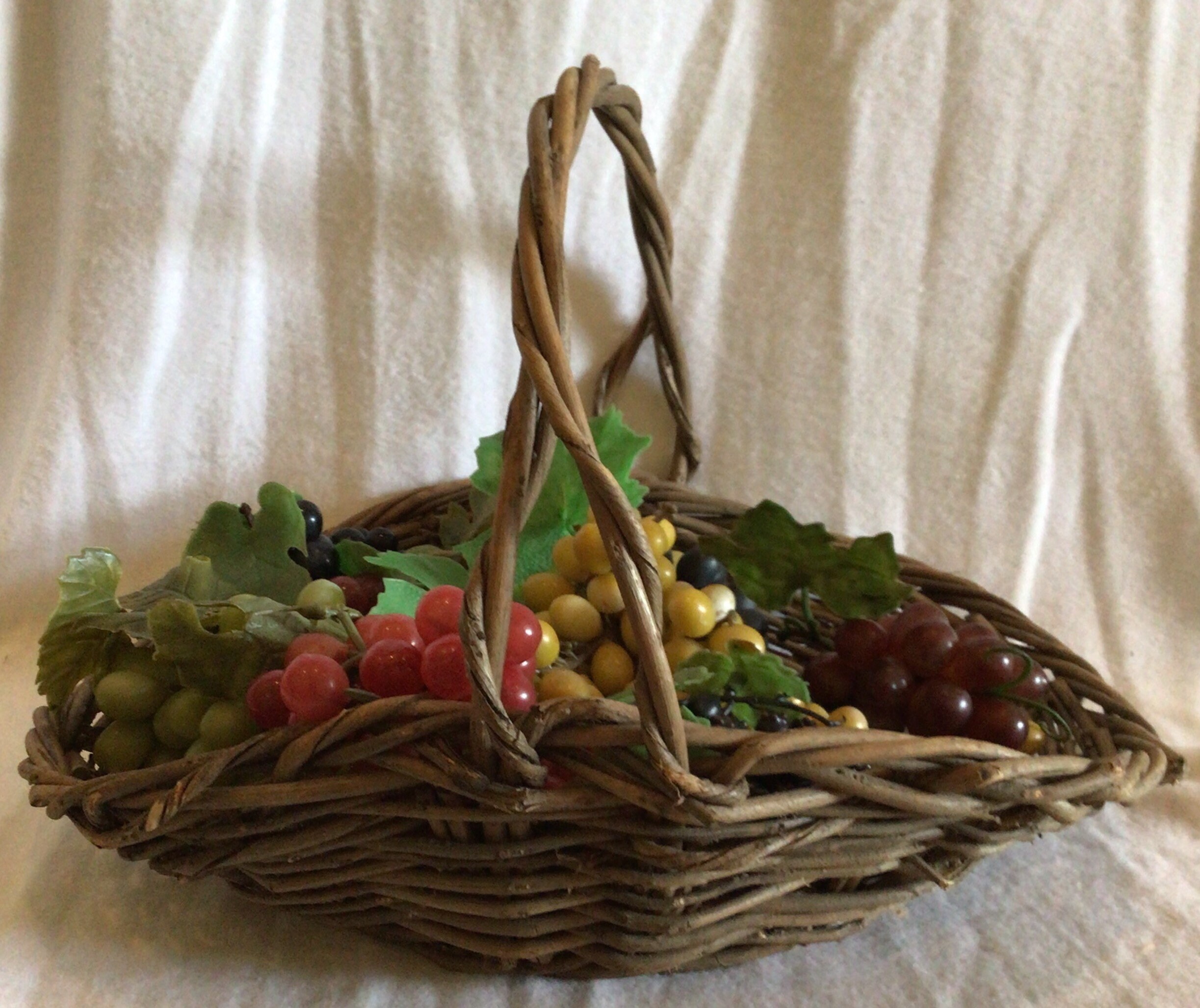 Vintage Large Dark Twig Gathering Basket Etsy