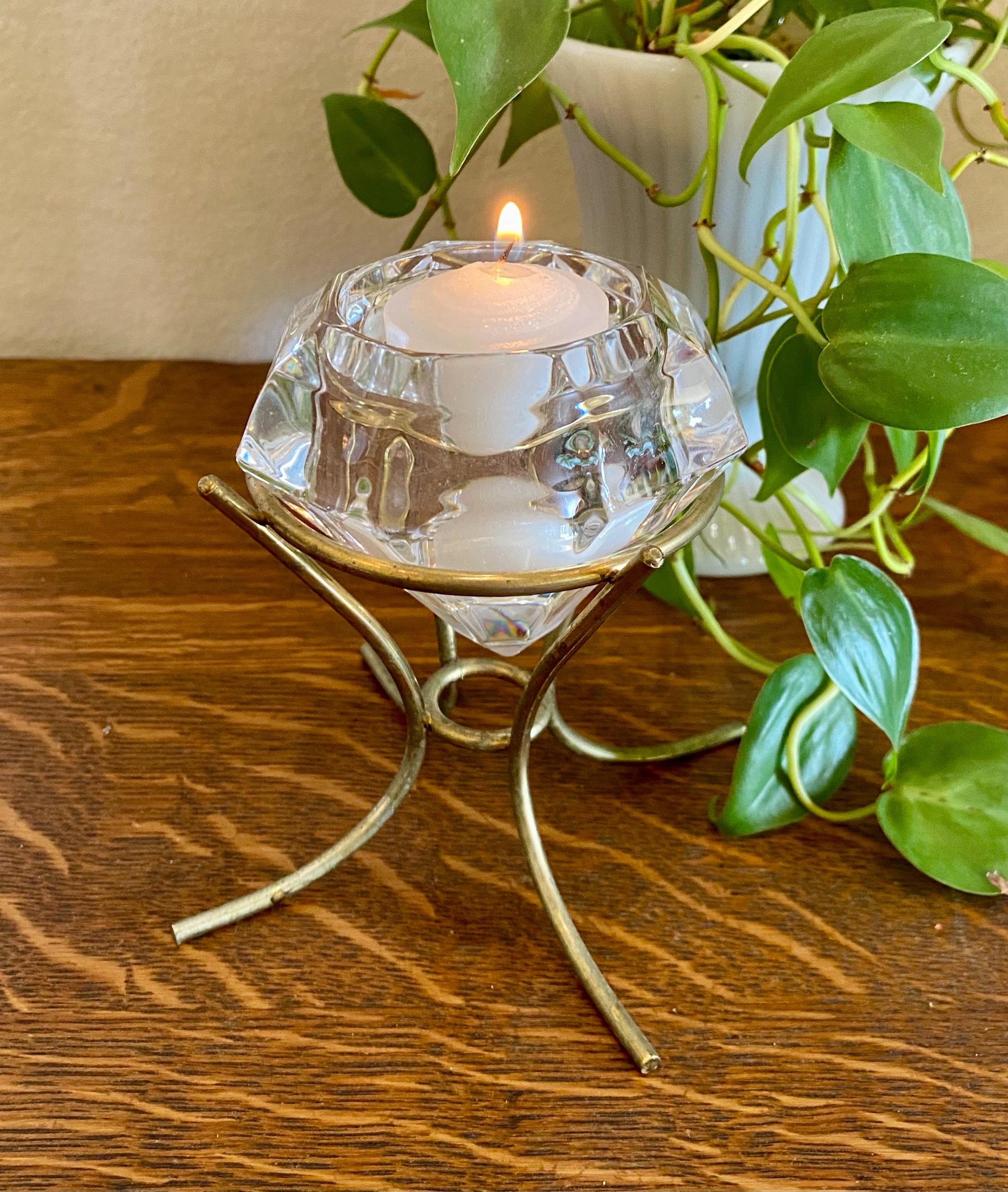 Vintage Bleikristall Crystal Votive Candleholder With Brass Vintage Lead Crystal German Bleikristall Christmas Tree Votive Candle