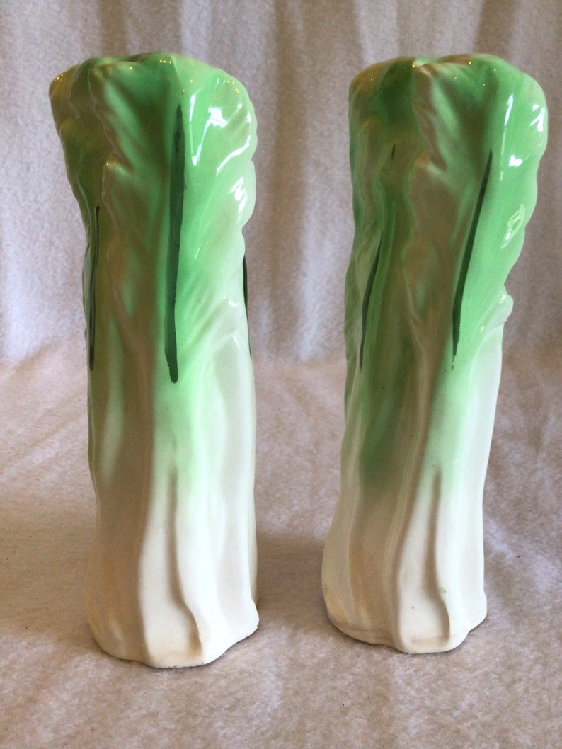 Salt and Pepper Shakers Ceramic Celery made in Japanvintage Etsy